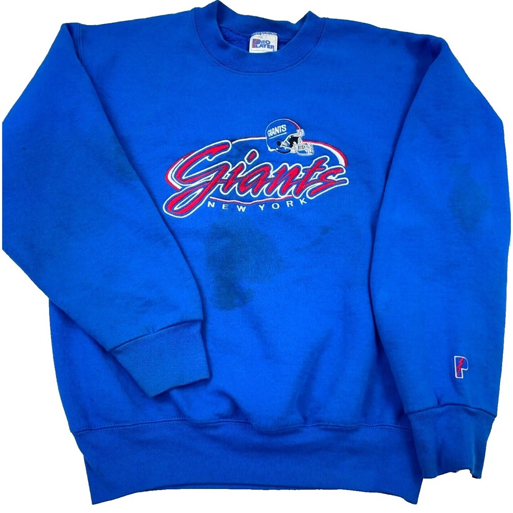 Vintage New York Giants Sweatshirt Men Medium Blue Crewneck Embroidered 90s *